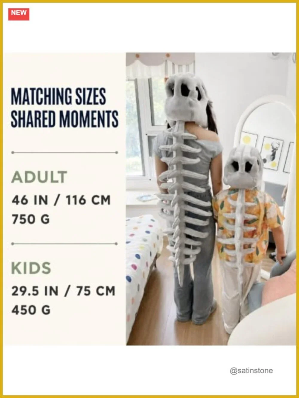 3D Spinosaurus Skull Mask & Plush Spine Dinosaur Skeleton Costume Cosplay